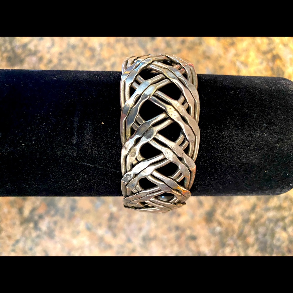 Sterling Silver basket weave cuff bracelet